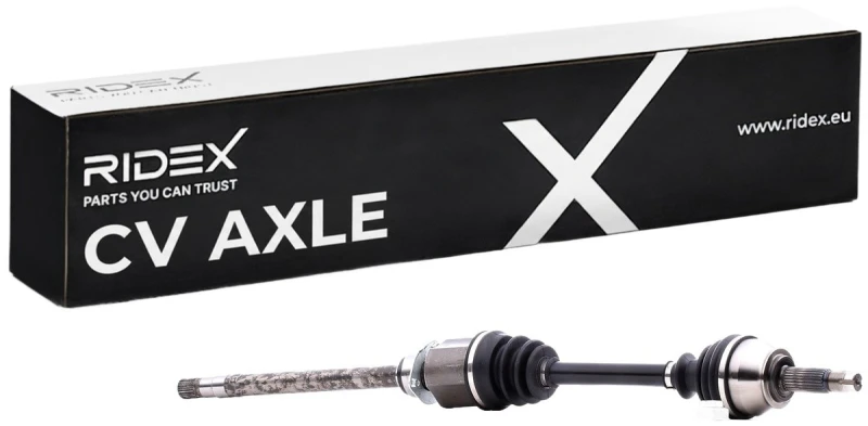 Image of RIDEX 13D0043 Drive shaft Front Axle Right, with bearing(s) Drive Shaft (13)