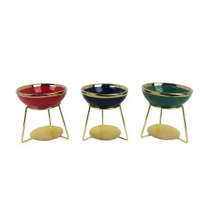 Image of Golden Edged Metal and Ceramic Oil and Tart Burner (1 At Random)