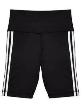 Image of adidas Junior Girls Trefoil 3 Stripe Shorts - Black, Size 9-10 Years, Women