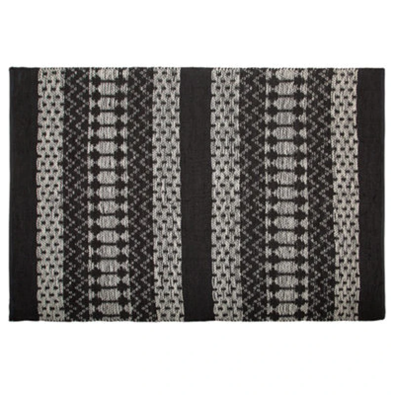 Image of Beliani Rug Sokun Black 140 X 200 Cm Leather