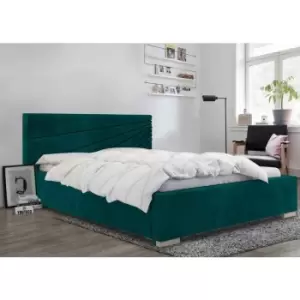 Image of Fenna Upholstered Beds - Plush Velvet, Double Size Frame, Green - Green