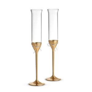Image of Wedgwood Vera Wang Love Knots Gold Toasting Flute Pair Gold