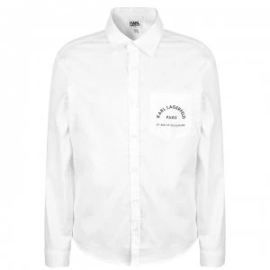 image of Karl Lagerfeld Boys Logo Skool Pocket Shirt - Blanc