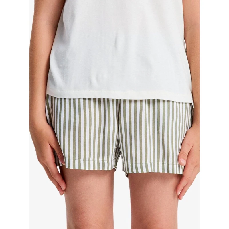 Image of Roxy Striped Lightweight Shorts Green/White Striped Cotton 10Y (138CM)