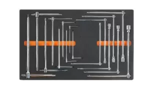 image of Beta Tools M65 16pc T-Handle Socket Wrench Set in Soft Tray for Roller Cabs