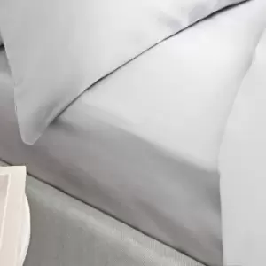 Image of 100% Cotton Sateen 400 Thread Count Fitted Sheet, Dove Grey, Double - Bianca