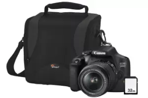 image of Canon EOS 2000D Black SLR Camera Kit EF-S 18-55mm IS Lens, 32GB SD Card & Case