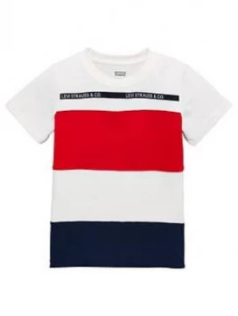 image of Levis Boys Short Sleeve Striped T-Shirt - White