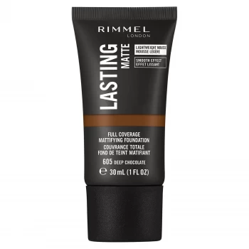 image of Rimmel London Lasting Matte Foundation 30ml (Various Shades) - #6F5754\605 Deep Chocolate