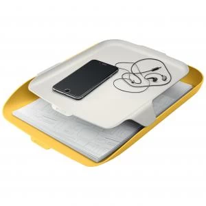 image of Leitz Cosy Letter Tray with Desk Organiser A4 - Warm Yellow