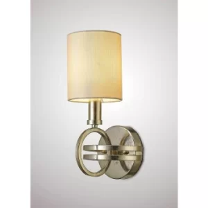 image of Isabella wall light with beige 1 light bulb antique silver