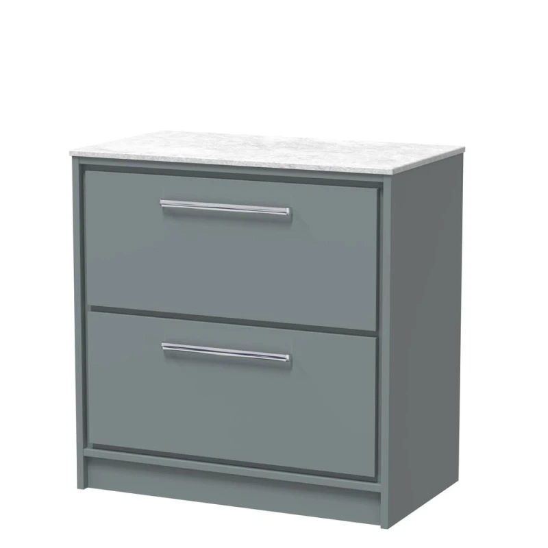 Image of Balterley 800mm Floor Standing 2-Drawer Vanity & Marble Worktop - Coastal Grey Grey Unisex