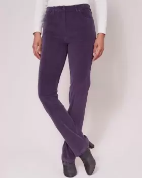 Cotton Traders Womens Stretch Cord Straight-Leg Jeans in Purple