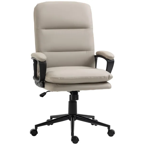 image of Faux Leather Executive Office Chair with Arm Swivel Wheels