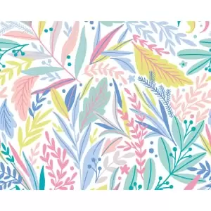 Origin Murals Patterned Leaves Pastel Wall Mural - 3.5m x 2.8m