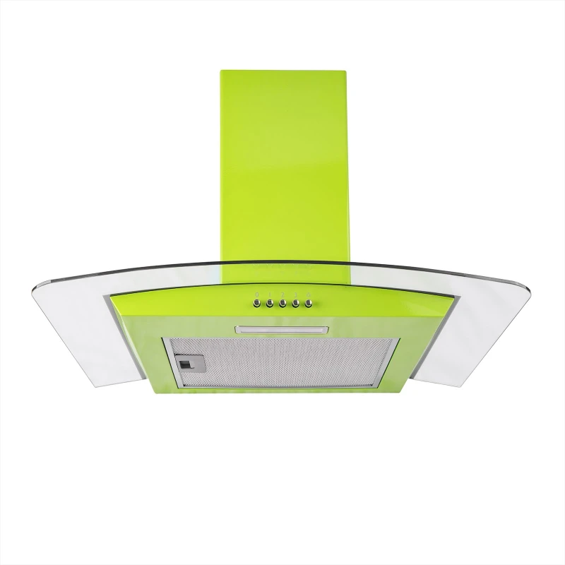 Image of SIA 60cm Green Curved Glass Chimney Cooker Hood Extractor Fan - CGH60GN Green
