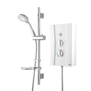 Image of Wickes Hydro Thermostatic Electric Shower and Adjustable Riser Kit - White 8.5kW