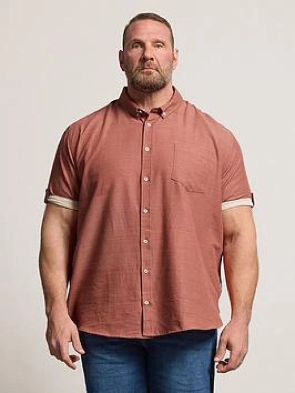 Image of BadRhino Mens Short Sleeve Slub Shirt in Burnt Orange Size: XL Burnt Orange Male XL