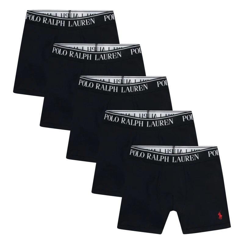 Image of Polo Ralph Lauren Boys' 5 Pack Cotton Boxer Shorts Polo Black G9O male 10Y (M)