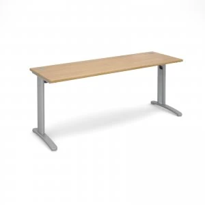 image of TR10 Straight Desk 1800mm x 600mm - Silver Frame Oak Top