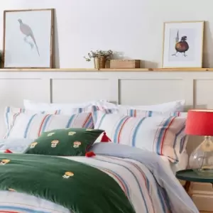 Image of Joules Golden Hour Stripe Super Kingsize Duvet Cover Set, White