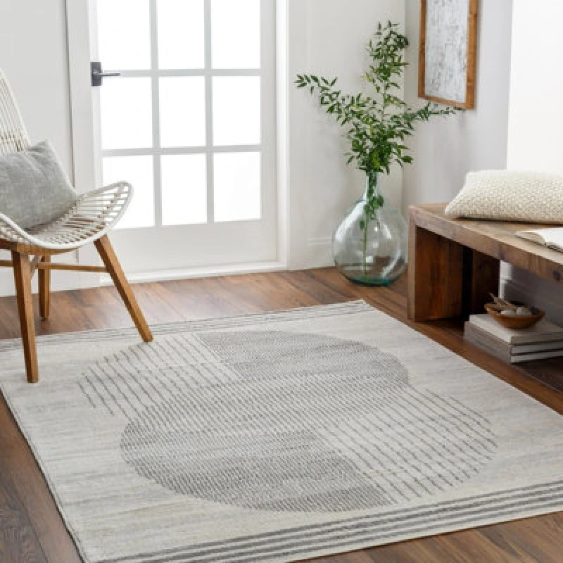 Image of Livabliss Scandi Geometric Grey Enso2 Area Rug 160 X 215cm - Easy Care, Non Shedding, Ideal For Living Room & Bedroom