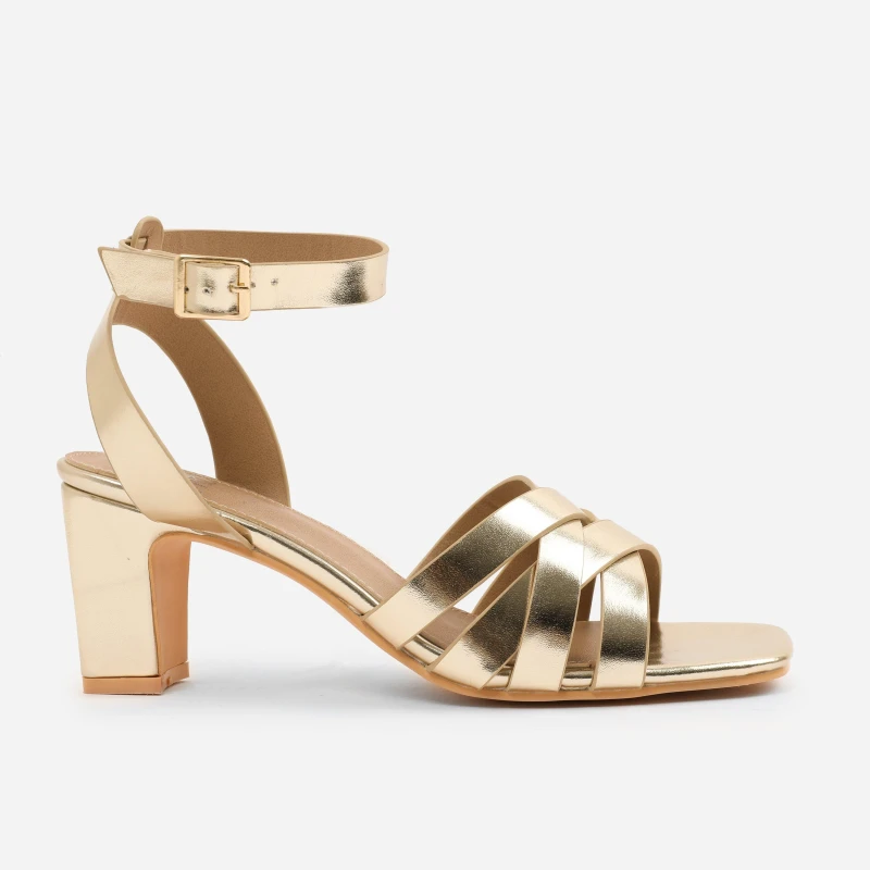 Image of Where's That From 'Ariela' Wide Fit Triple Link Chain Detail Sandals Gold