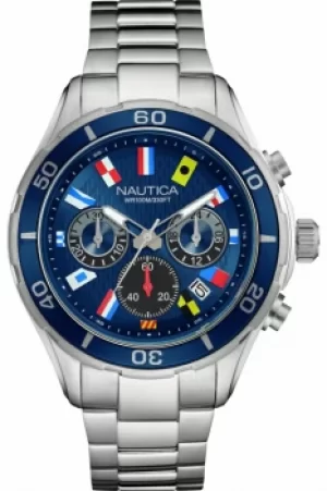 Mens Nautica NST12 Flag Chronograph Watch NAD19549G