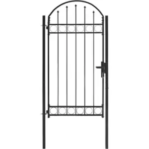 image of Vidaxl - Fence Gate with Arched Top Steel 100x250cm Black Black