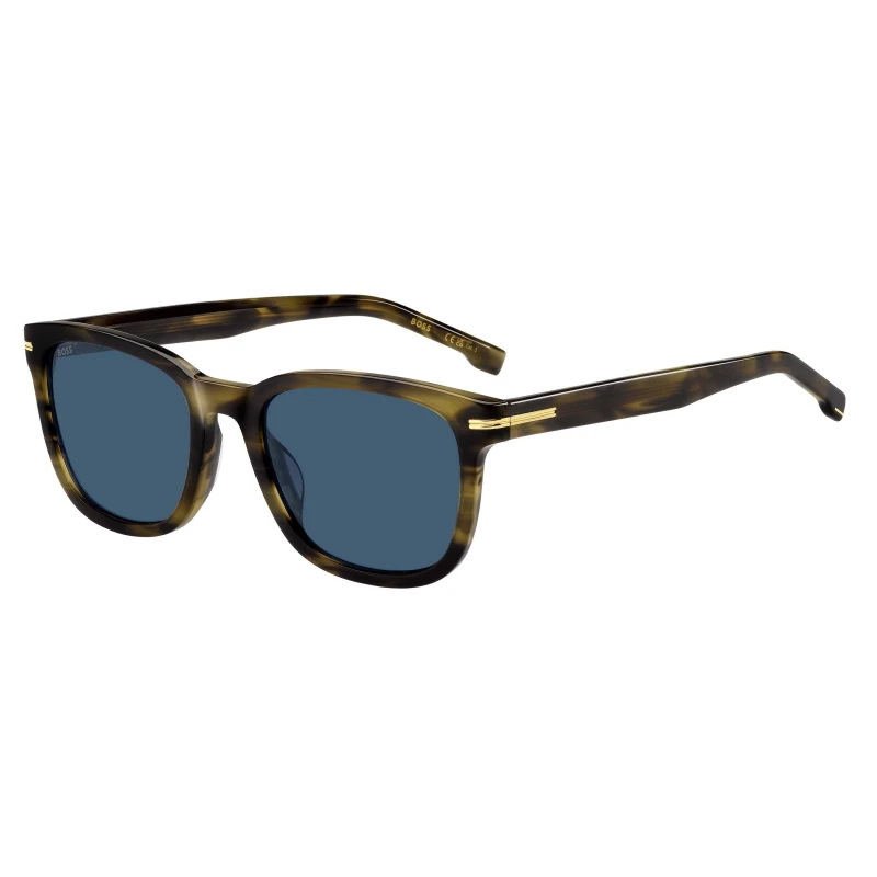 Image of Boss Mens Round Sunglasses Khaki Horn male 54 cm