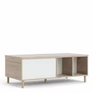 Image of Rome Coffee Table With Sliding Top In Jackson Hickory Oak Effect With Matt White