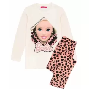 Barbie Girls Long Pyjama Set (3-4 Years) (Off White/Peach/Black)