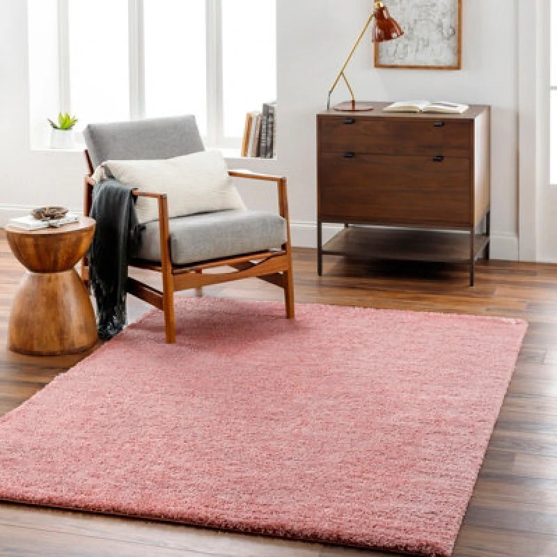 Image of Livabliss Shaggy Solid Color Plush Pile Coral Claire Area Rug 160 X 213cm - Easy Care, Non Shedding, Ideal For Living Room & Bedroom