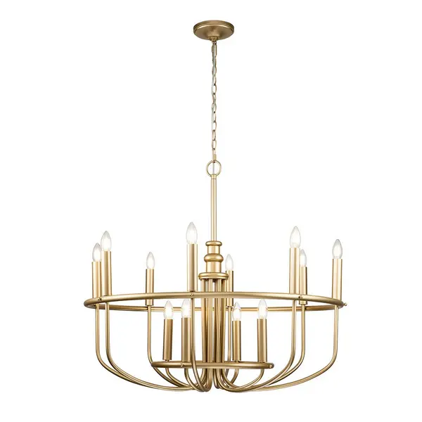 image of Capitol Hill 12 Light Multi Arm Pendant Ceiling Light, Painted Natural Brass