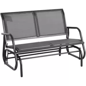 image of 2-Person Patio Glider Bench Gliding Chair Loveseat w/ Armrest Grey - Grey - Outsunny