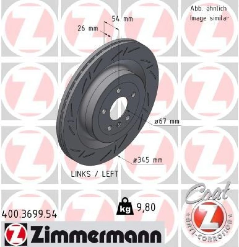 Image of ZIMMERMANN Brake disc ZIMMERMANN 400.3699.54