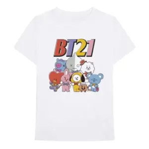 image of BT21 - Colourful Squad Unisex Large T-Shirt - White