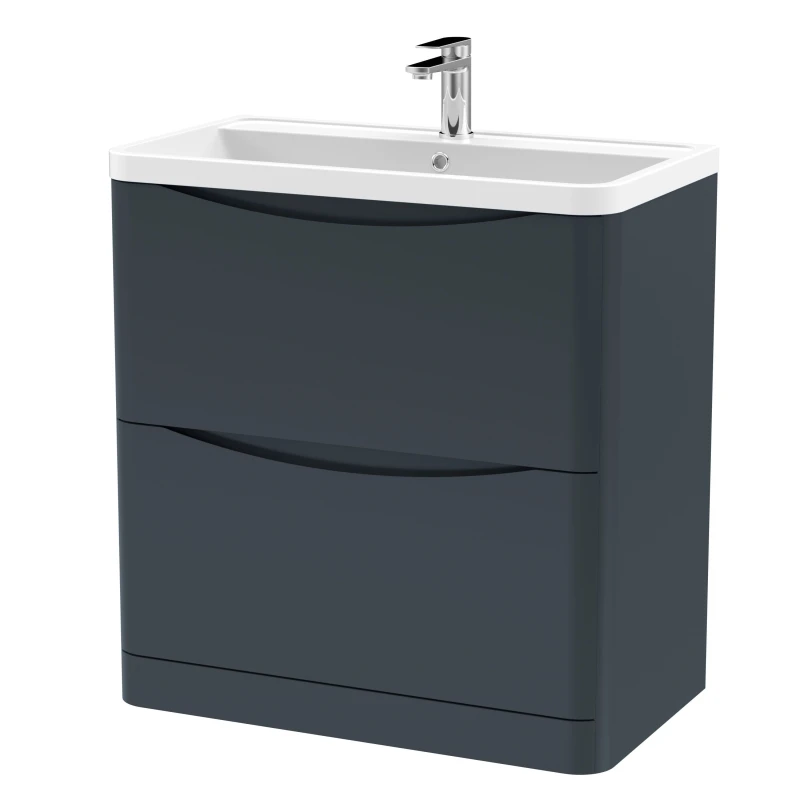 Image of Balterley Floor Standing 2 Drawer Vanity Basin Unit Polymarble Basin 800mm Black