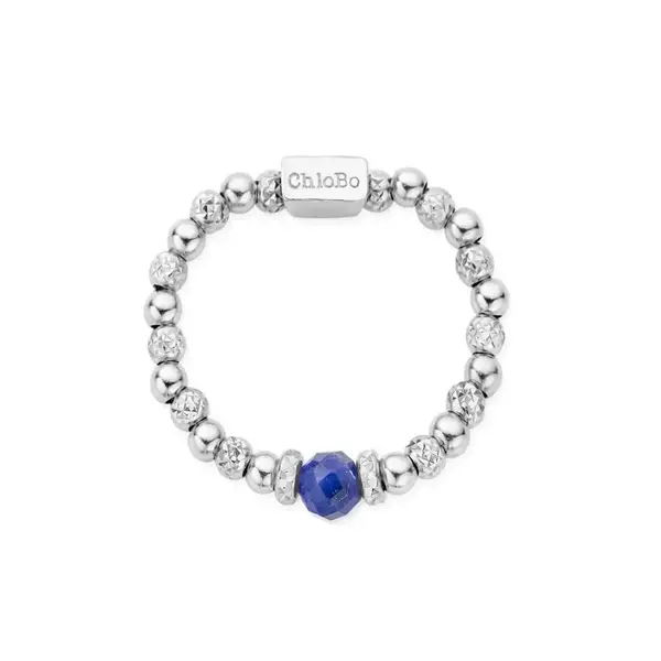 Image of ChloBo Silver Sparkle Sodalite Ring SR2SS - Medium Size: Size - Medium