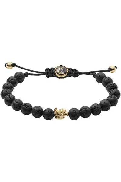 image of Diesel Jewellery Black Lava Beads Semi-Precious Bracelet - Dx1069710 Black