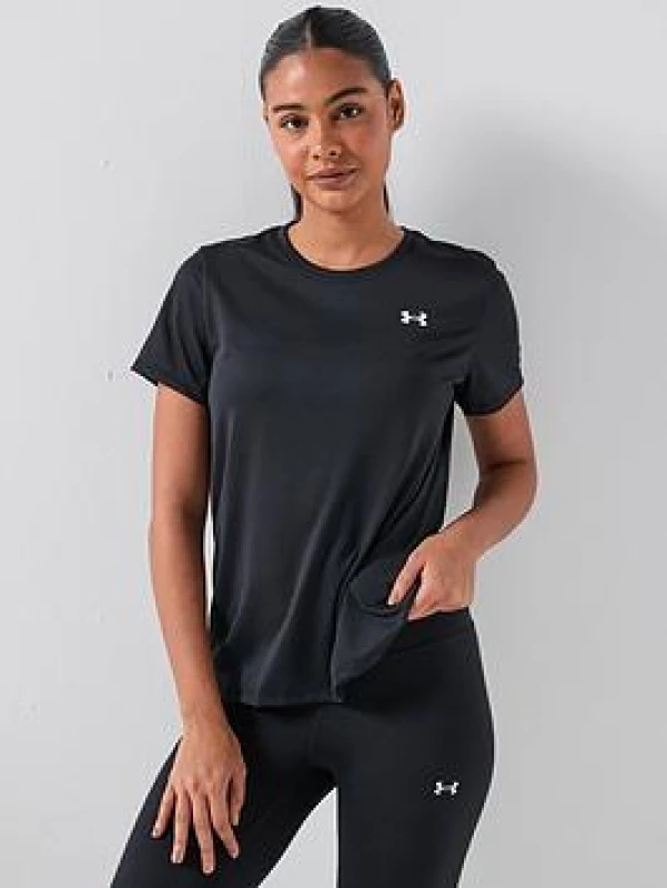 Image of Under Armour Womens Tech Solid Short Sleeve Performance Gym Top Short Sleeve Performance T-Shirts 8 (XS) Black 34329403310