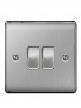 Image of British General Brushed Steel 2G Plate Switch