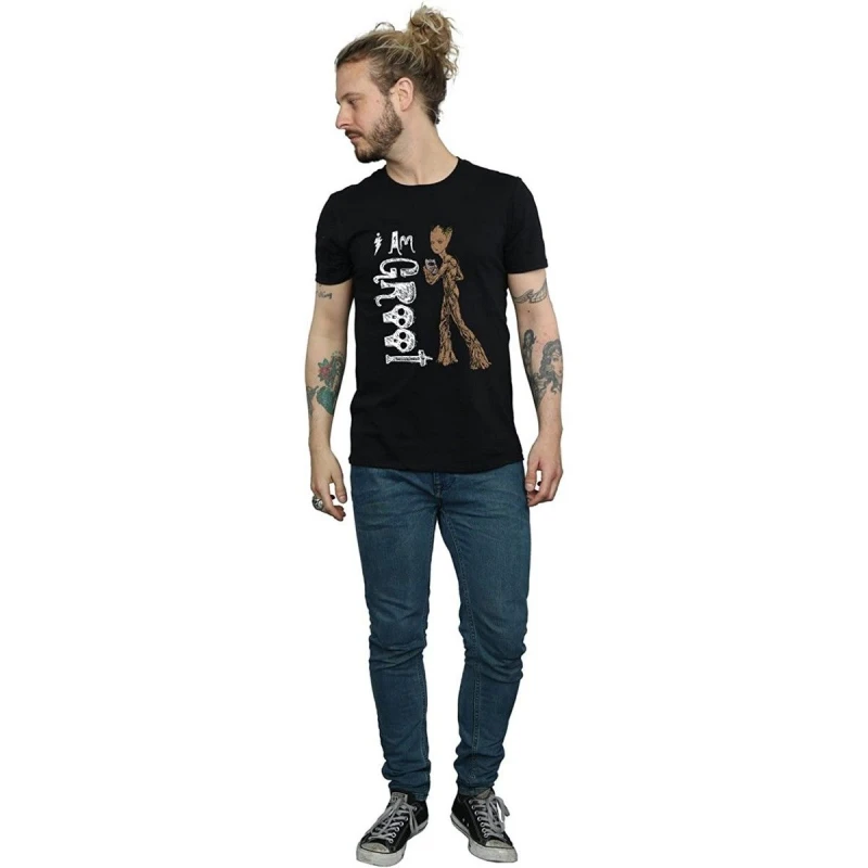 Image of Avengers Infinity War Mens I Am Teenage Groot T-Shirt in Black Size: Small Black Male S