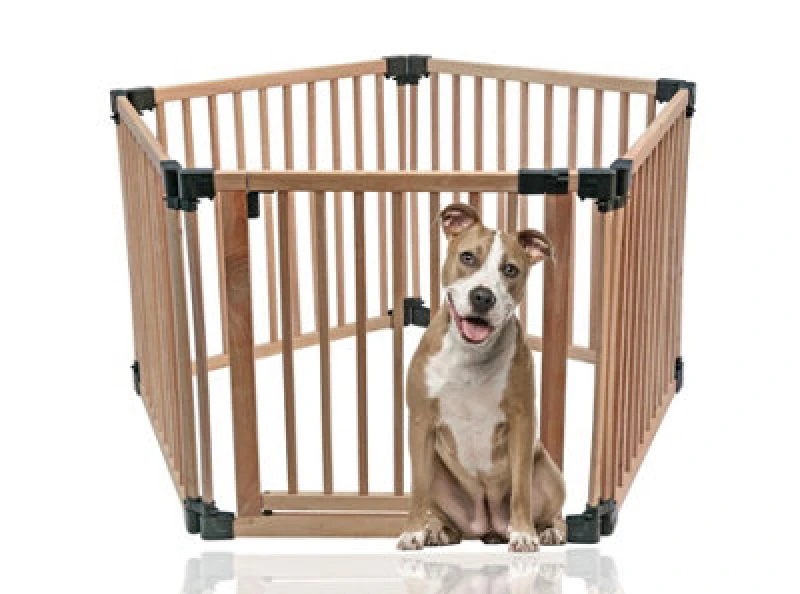 Image of Bettacare Wooden Dog Pen, Pentagon, 5 X 80Cm, Natural Wood, 76Cm High, Dog Pen For Pets And Puppy, Dog Playpen, Indoor Dog Yard