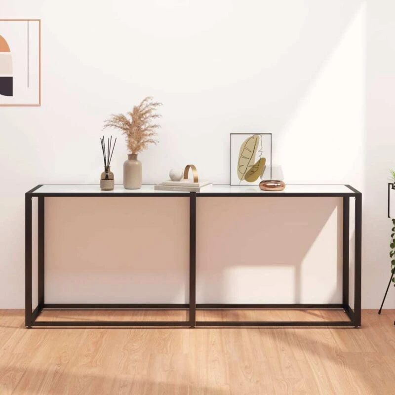 Image of VIDAXL Console Table White Marble 180x35x75.5cm Tempered Glass Vidaxl 8720286462812