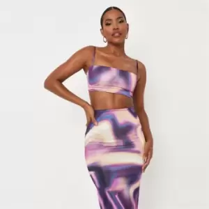 Missguided Cowl Nck Crop Top Marble - Purple