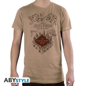 Image of Harry Potter - Marauder'S Map Mens Large T-Shirt - Sand