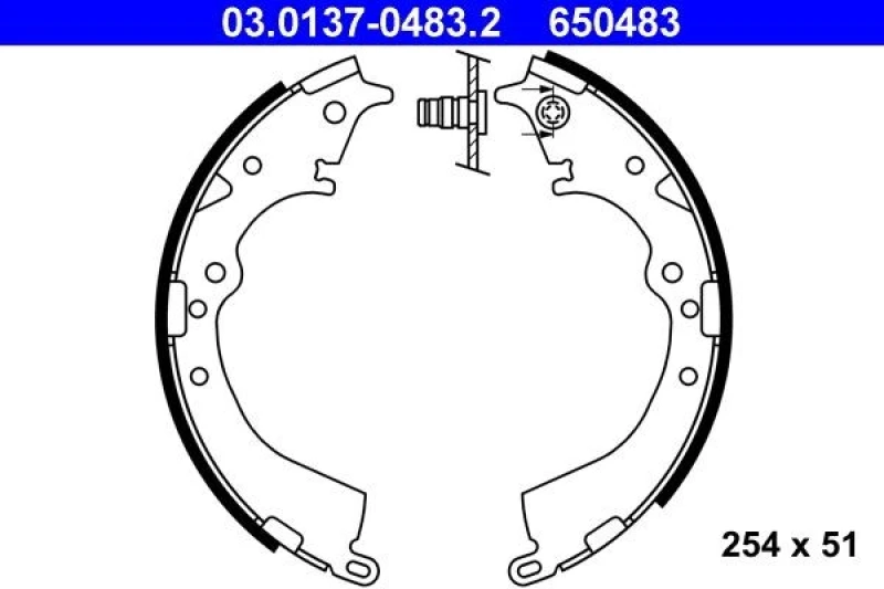 Image of ATE 03.0137-0483.2 Brake Shoes without lever Brake Shoe Set (70)
