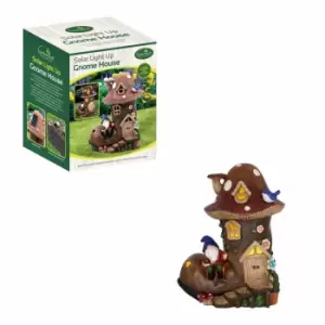 Image of Gardenkraft Gnome Fairy Red House Ornaments With Solar Light