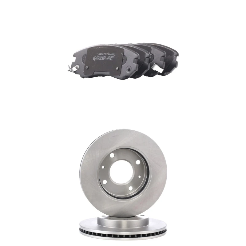 Image of RIDEX 3405B2854 Brake disc and pads set Front Axle, Brake Disc Type: internally vented, with acoustic wear warning Brake Set,disc brakes (3405)